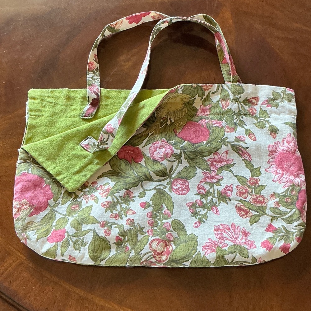 Floral Reversible Canvas Tote Bag